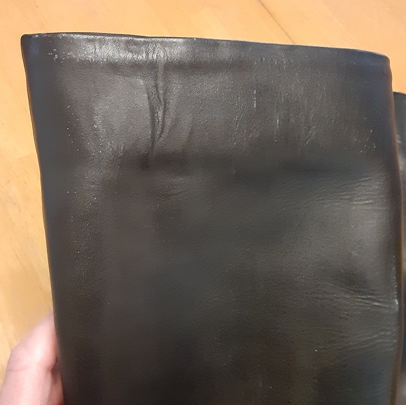 VINTAGE VIA MILANO BLACK KNEE HIGH 1" HEEL PULL ON LEATHER RIDING BOOTS WMS- 6B - Picture 11 of 15